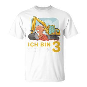 Bagger 3. Geburtstag Jungen T-Shirt Ich Bin Schon 3 Jahre Schwarz - Seseable De