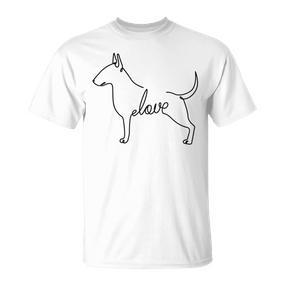 Bull Terrier Dogs Love Love Single Line T-Shirt - Seseable De