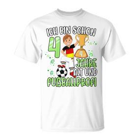 Children's Football Boy 4Th Birthday Ich Bin Schon 4 Jahre 80 T-Shirt - Seseable De