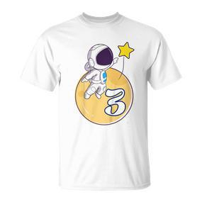 Kinder Astronaut Weltraum 3 Jahre Mond Planeten 3 Geburtstag T-Shirt - Seseable De