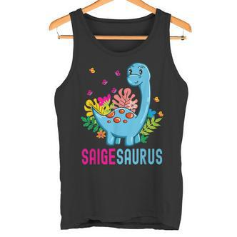 Saigesaurus Personalisierter Name Saige Dino Dinosaurier Geburtstag Tank Top - Seseable De