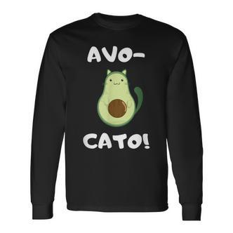 Avo-Cato Cat Avocado Meow Cat Langarmshirts - Seseable De