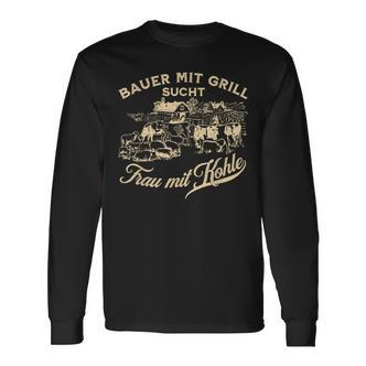 'Bauer Mit Grill Sucht Frau Mit Kohle' German Language Langarmshirts - Seseable De