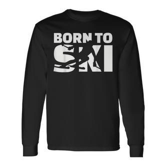 Born to Ski Schwarz Langarmshirts, Pistenmotiv für Skifahrer - Seseable De