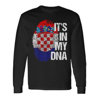 Croatia Hrvatska Flag Home Roots Fingerprint Dna Langarmshirts - Seseable De