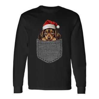 Dachshund Pocket Dog Christmas Black Langarmshirts - Seseable De