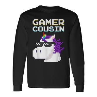 Gamer Cousin Einhorn Pixel Geschenk Multiplayer Nerd Geek Langarmshirts - Seseable De