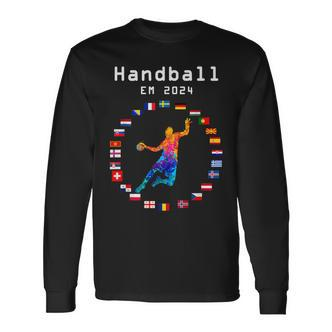 Handball Em 2024 Flag Handballer Sports Player Ball Langarmshirts - Seseable De