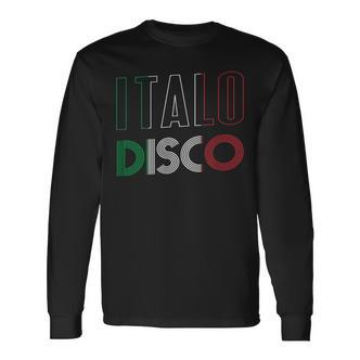 Italo Disco Herren Langarmshirts im Retro-Stil, Italienische Flaggenfarben – Schwarz - Seseable De
