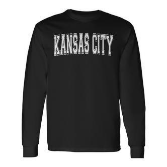 Kansas City Ks Kansas Usa Vintage Sport Varsity Style Langarmshirts - Seseable De