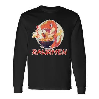 Kawaii Tyrannosaurs Rex Essen Ramen Rawrmen Japanese Anime Langarmshirts - Seseable De