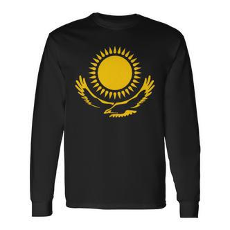 Kazakhstan Flag Symbol Golden Sun Eagle Proud Langarmshirts - Seseable De