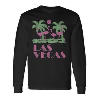 Las Vegas Flamingo Palmenmotiv Langarmshirts, Trendiges Sommeroutfit - Seseable De