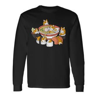 Lustiges Katzen-Ramen Langarmshirts, Cartoon-Katzen mit Nudelschüssel - Seseable De