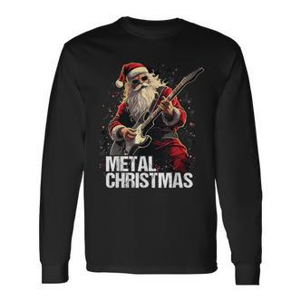 Metal Christmas Christmas Santa Guitar Langarmshirts - Seseable De