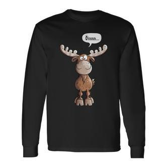 Öhmmm Elk I Deer Reindeer Animal Print Animal Motif Langarmshirts - Seseable De