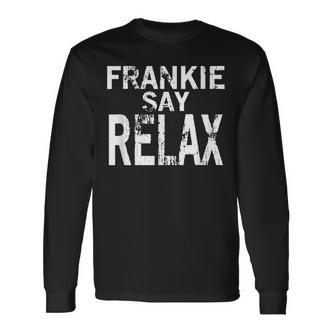 Retro-Stil Frankie Say Relax Schwarzes Langarmshirts, 80er Jahre Musik Fan Tee - Seseable De