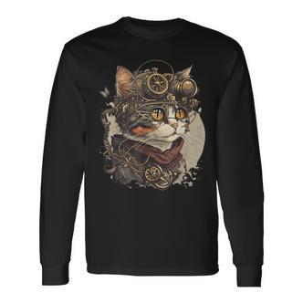 Steampunk Cat Kitten Steam Punk Langarmshirts - Seseable De