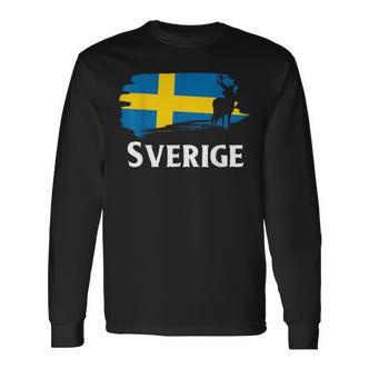 Sweden Sweden Elk Viking Scandinavia Sverige Norden Langarmshirts - Seseable De