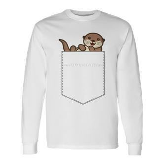Cute Otter Cute Pocket Otter Langarmshirts - Seseable De
