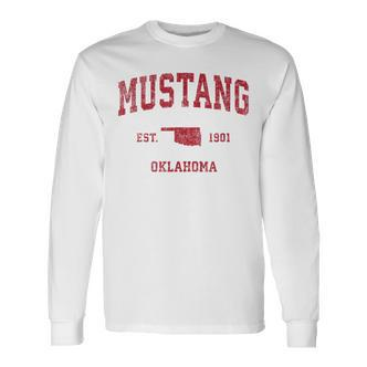 Mustang Oklahoma Ok Vintage Sports Red Print T S Langarmshirts - Seseable De
