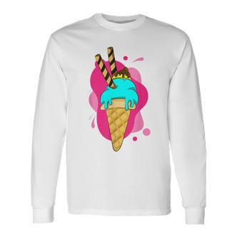 Summer Dessert Ice Cream Cone Waffle Ice Cream S Langarmshirts - Seseable De