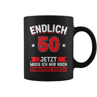 Endlich 50, Tassen zum 50. Geburtstag, Schwarz, Humorvolles Motiv - Seseable De