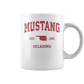 Mustang Oklahoma Ok Vintage Sports Red Print T S Tassen - Seseable De
