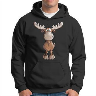 Crazy Elk I Deer Reindeer Fun Animal Motif Hoodie - Seseable De