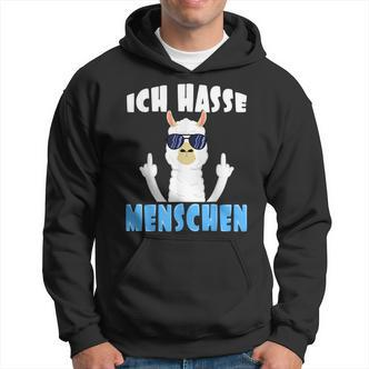 Ich Hasse Menschen Alpaca And Lama With Middle Finger S Hoodie - Seseable De