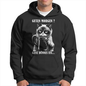 Guten Morgen Ganz Thin Eis German Language Cat Kaffee Black Hoodie - Seseable De