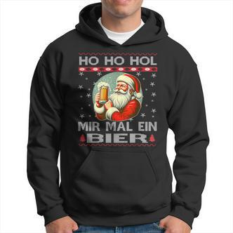 Ho Ho Hol Mir Mal Ein Bier Santa Christmas Black Hoodie - Seseable De