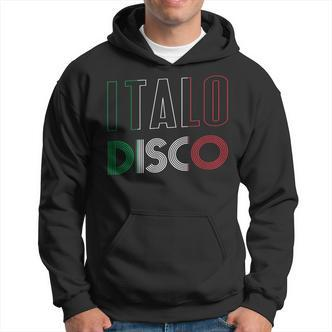 Italo Disco Herren Hoodie im Retro-Stil, Italienische Flaggenfarben – Schwarz - Seseable De