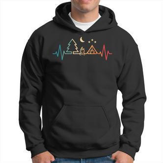 Retro Camping Outdoor Heartbeat Nature Camper Hiking Camping Hoodie - Seseable De
