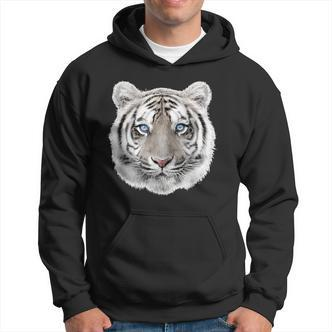 Schwarzes Hoodie mit Weißem Tiger-Gesicht, Tiermotiv Tee - Seseable De