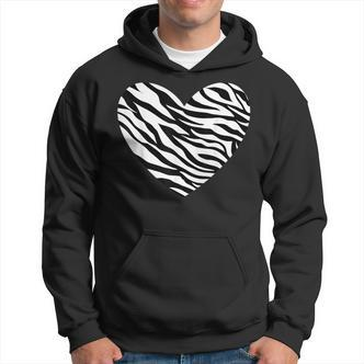 Zebra Fur Animal Skin Heart Print Waves Pattern Hoodie - Seseable De
