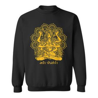 Adi Shakti Herren Sweatshirt, Spirituelles Yoga Motiv Gold auf Schwarz - Seseable De