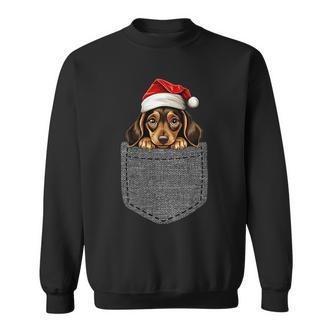 Dachshund Pocket Dog Christmas Black Sweatshirt - Seseable De