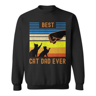 Best Cat Dad Ever Vintage Retro Cat Fist Bump Sweatshirt - Seseable De
