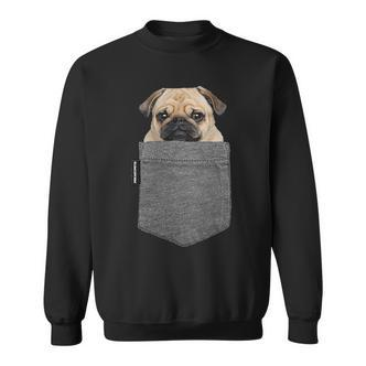 Lustiges Mops-Gesicht Herren Sweatshirt mit Brusttaschen-Print, Witziges Hundemotiv - Seseable De