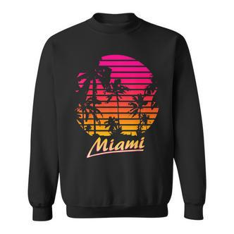 Miami 80S Summer Beach Palm Sunset Sweatshirt - Seseable De