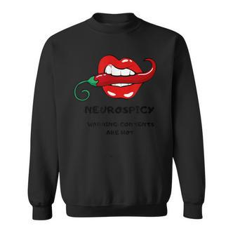 NeuroSpicy Grafik Sweatshirt mit Feurigem Mund Design - Schwarz - Seseable De