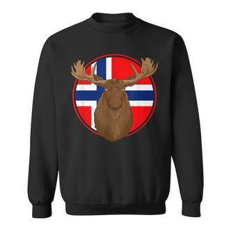 Norwegen-Inspirierte Elch Sweatshirt, Grafik mit Nationalflagge - Seseable De