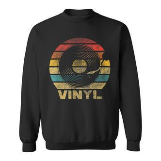 Retro Vinyl Schallplatte Sweatshirt Design, Schwarz Vintage Musik Tee - Seseable De