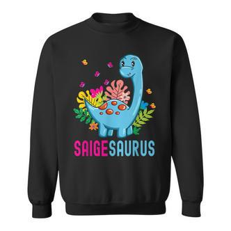 Saigesaurus Personalisierter Name Saige Dino Dinosaurier Geburtstag Sweatshirt - Seseable De