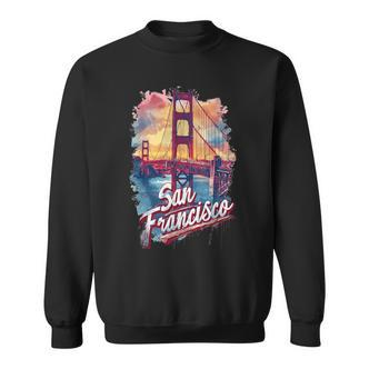 San Francisco Golden Gate Bridge Watercolour Souvenir Sweatshirt - Seseable De