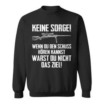 Schwarzes Sweatshirt mit Spruch & Gewehr, Zieljagd-Motiv für Schützen - Seseable De