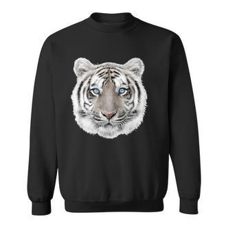 Schwarzes Sweatshirt mit Weißem Tiger-Gesicht, Tiermotiv Tee - Seseable De