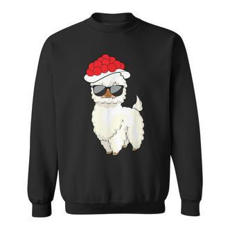 Weihnachtslama Unisex Sweatshirt mit Sonnenbrille & Weihnachtsmütze - Seseable De
