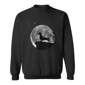 Wolf Silhouette bei Mondschein Herren Sweatshirt in Schwarz - Seseable De